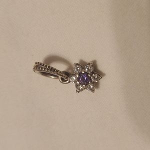Sterling Silver Pandora Dangle Purple Flower Charm
